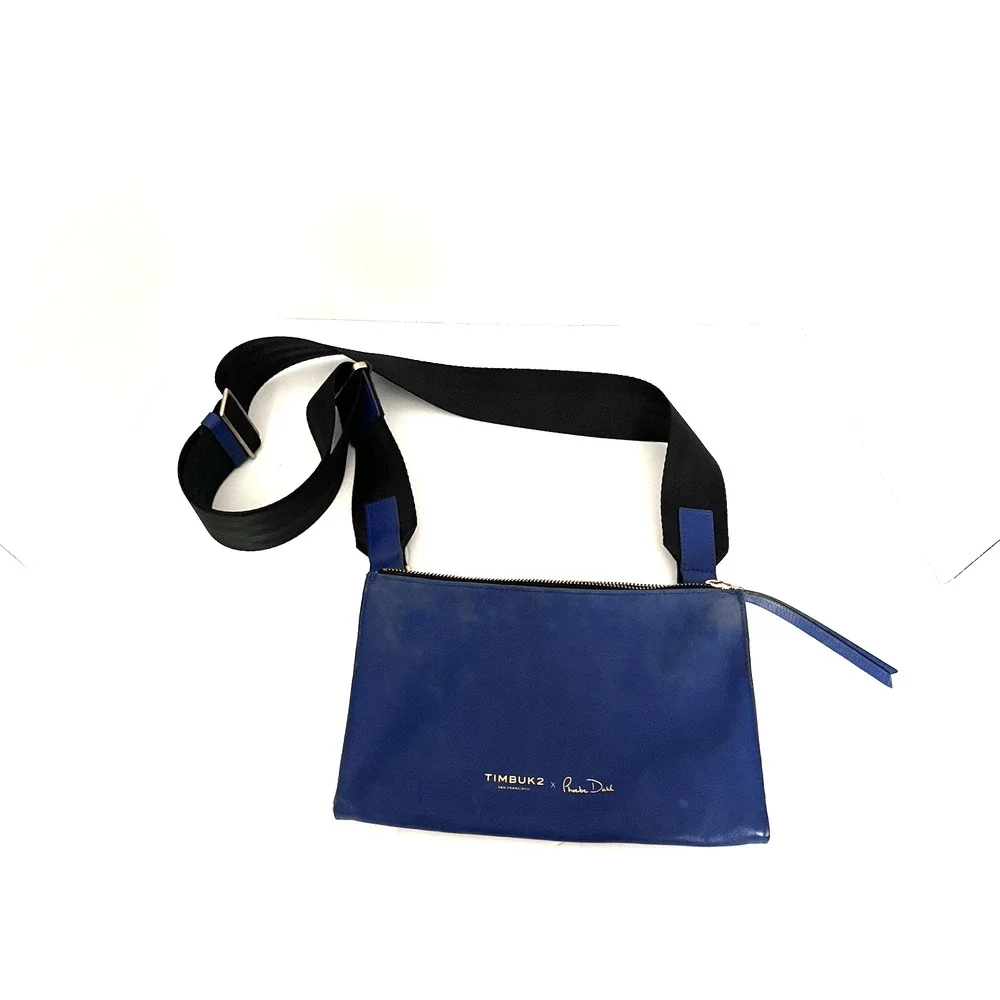 TIMBUK2 X PHOEBE DAHL JET SET CONVERTIBLE COBALT BLUE LEATHER BACKPACK
